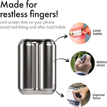 ONO Roller - Handheld Fidget Toy for Adults | Help Relieve Stress, Anxiety, Tension | Promotes Focus, Clarity | Compact, Portable Design (Natural, Mini Size - Stainless Steel)