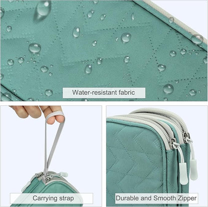 FYY Electronic Organizer, Travel Cable Organizer Bag Pouch Electronic Accessories Carry Case Portable Waterproof Double Layers All-in-One Storage Bag for Cable, Cord, Charger, Phone,-Pattern Green
