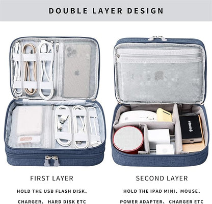 mygreen Electronic Organizer Travel Cable Organizer Bag for Hard Drives, Cables, Charger, Phone, USB, SD Card Dark Blue