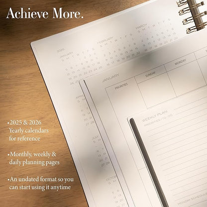 Anecdote 2026 Planner (8.5" x 10") Daily Planner Weekly Monthly Planner - 52 Weeks w/Library Buckram Cover, Brass Spiral - A4 Size Bleed-Resistant Paper – Evergreen