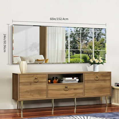 CILIBER Beveled Mirror, 24x60 Large Frameless Beveled Bathroom Mirrors for Wall, Upgraded Shatterproof Rectangle Vanity Mirror with Beveled Edge for Bathroom, Bedroom, Living Room and Entryway