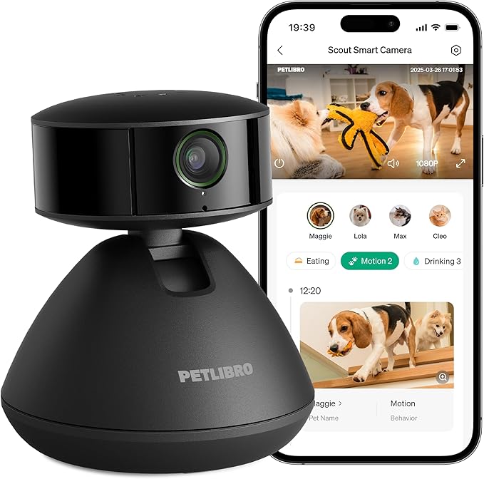 PETLIBRO AI Pet Camera Indoor with Phone App, 360° Auto Tracking Dog Camera Multi-Pet Recognition & AI Day Summary, 1080p Cat Camera Night Vision, 2-Way Talk WiFi Cam Pet with 2.4G/5G