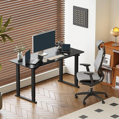 SANODESK 4-Leg Standing Desk, Electric Height Adjustable Desk with Memory Presets for Home Office, Stand up Desk Computer Workstation, 63x28 Inches Black