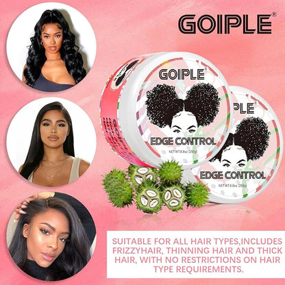 8.8oz Edge Control Wax for Women Strong Hold Non-greasy Edge Control Smoother Edge Wax Styling Gel Edge Control for Black Hair No Flaking, White Residue, Shine and Smooth (Sweet Peach)