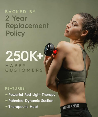 REVO The Original 4-in-1 Smart Cupping Therapy Massager, Red Light Therapy for Targeted Pain Relief, Knots, Aches, Muscle Soreness, Circulation & Tighter Skin, Portable Cupping Kit