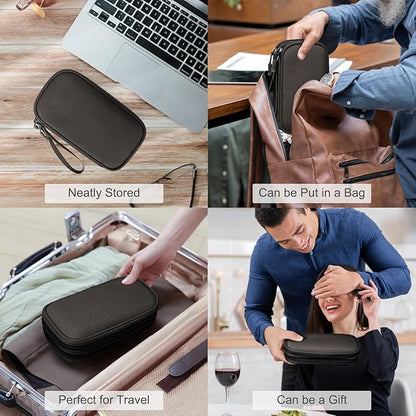 FYY Electronic Organizer, Travel Cable Organizer Bag Pouch Electronic Accessories Carry Case Portable Waterproof Double Layers All-in-One Storage Bag for Cable, Cord, Charger, Phone, Earphone Coffee