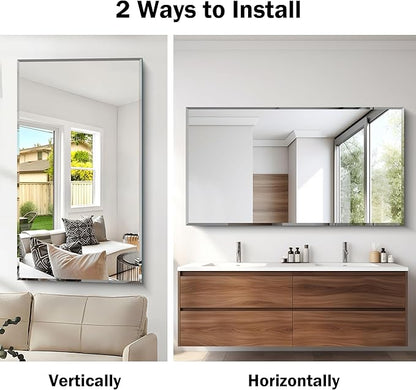 CILIBER Large Beveled Mirror, 30x55 Frameless Beveled Bathroom Mirrors for Over Sink, Upgraded Shatterproof Beveled Frameless Vanity Mirror for Bathroom,Bedroom,Living Room and Entryway