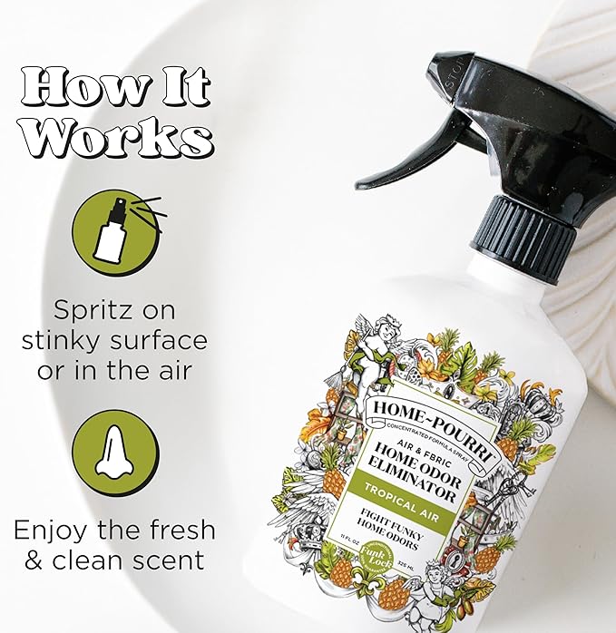 Home-Pourri Air + Fabric Multi-Purpose Odor Freshener Spray, Tropical Air, 11 Fl Oz - Pineapple, Jasmine and Sandalwood