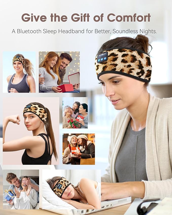 MUSICOZY Sleep Headphones Wireless Bluetooth 5.4 Sports Headband with HD Stereo Speakers, Sweatproof Earbuds for Running, Workout, Yoga, and Meditation