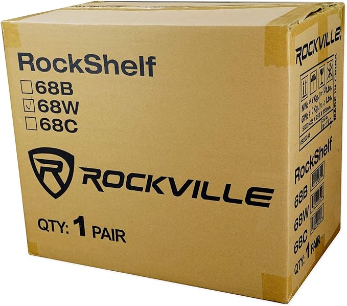 Rockville 2 RockShelf 68W 400w White 6.5" Home Theater Bookshelf Speakers/8 Ohm