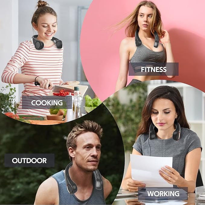 Portable Neck Fan, Hands Free Bladeless 360° Cooling Personal Fan,Wearable Quiet Fan for Outdoor Indoor, Gifts for Men Women, 4000mAh Battery Operated, USB Rechargeable, 3-Speeds(Black Graffiti)