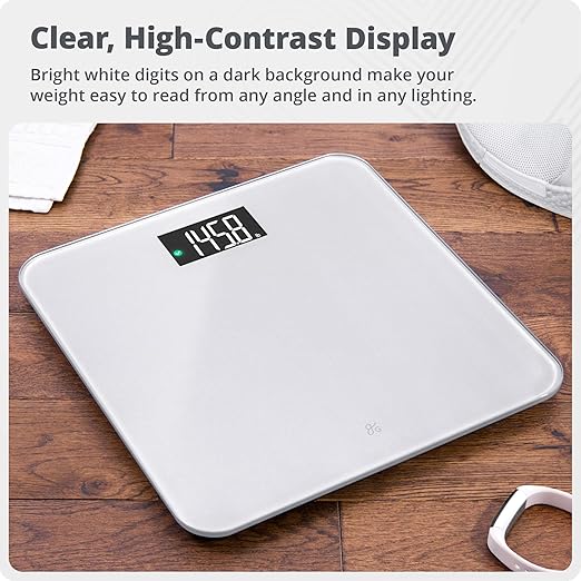Greater Goods AccuCheck Digital Scale for Body Weight - Accurate Digital Bathroom Scale with High-Precision Sensors, Large Easy-to-Read Backlit Display, 400 lb Capacity, Auto Step-On (Gray)