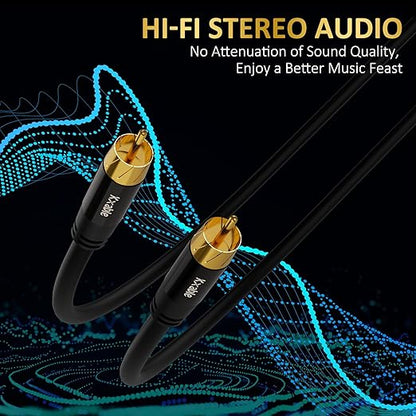 Subwoofer Cable RCA to RCA Audio Cable 12FT, Digital Coaxial Audio Cable, Premium S/PDIF RCA Cord for Home Theater, HDTV, Subwoofer, Hi-Fi System, Amplifier, 22AWG Tinned Copper, Double Shielded