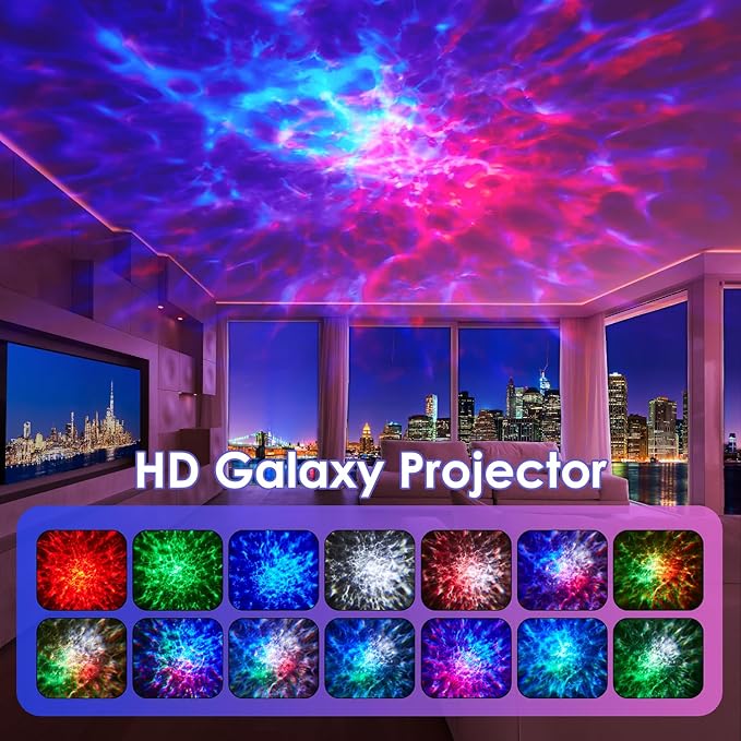 Galaxy Projector with HiFi Bluetooth Speaker & 15 White Noise Sounds - Remote & Timer Controlled Night Light for Bedroom or Kids Room