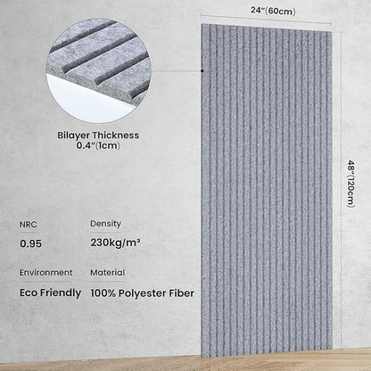 10 Pack Large Acoustic Panels,48 x 24 x 0.4 Inch Sound Proof Foam Panels for Walls，Premium Noise Dampening Panels,Sound Panels for Media Room, Office and Studio,Silver Gray