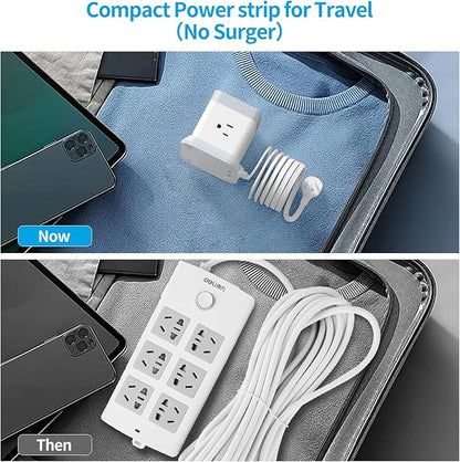 Power Strip with USB, FDTEK Flat Plug Extension Cord with 4 Outlets and 3 USB(1 USB C), 5 FT Power Cord Desktop Charging Station, Overload Protection, Compact Portable for Travel Home Office
