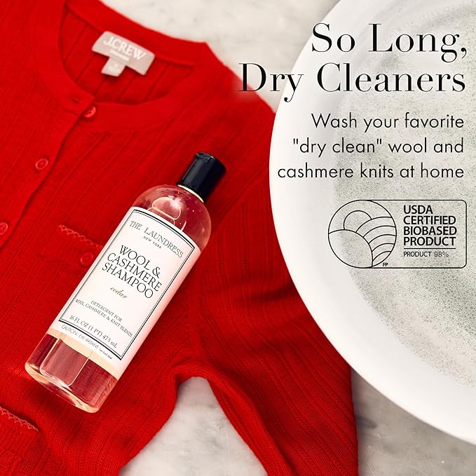 The Laundress Wool & Cashmere Shampoo, 31 Loads, Concentrated Liquid Laundry Detergent, Cedar Scent, Gentle Cold-Water Hand or Machine Wool Wash for Delicate Fabrics - Merino, Mohair & Knit Blends