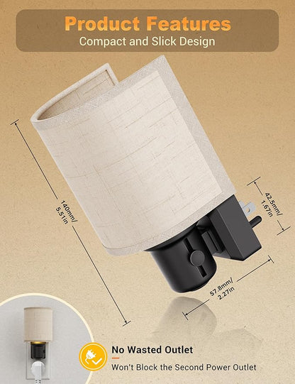 JandCase Night Lights Plug into Wall, LED Night Light Dimmable, Nightlight with Auto On Off Light Sensor, Warm White 3000K Night Lights, 0-100LM Brightness for Hallway Bathroom Bedroom Kitchen