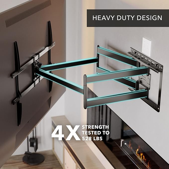 Mount-It! Long Arm Full Motion TV Wall Mount, Extra Long 42.5-Inch Extension, Heavy-Duty Dual Arm Articulating Mount for 43–100 Inch TVs, Swivel Tilt Corner Compatible, Max VESA 800x600, 132 lbs