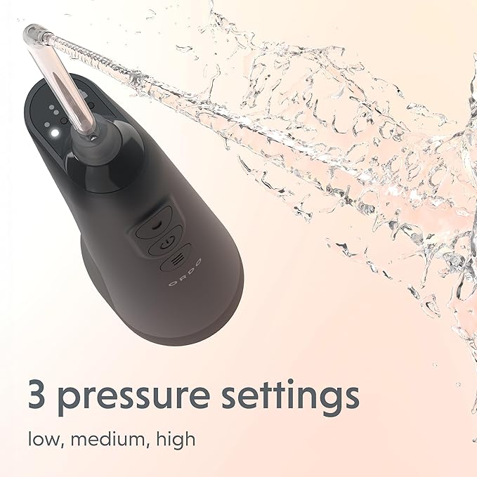 Ordo Water Flossers for Teeth, Cordless IPX7 Waterproof Oral Irrigator, 3 Pressure Settings, Portable, Rechargeable Electric Sonic Flosser, Dental Professional Recommended, Charcoal Grey