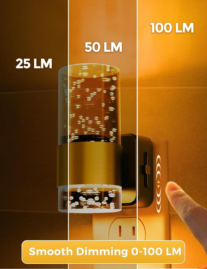 Night lights plug into wall, Amber Night Light with Adjustable Brightness, Plug in NightLight with Auto Light Sensor, Wall Sconce-style Design Night Light for Bathroom,Hallway, 2 Pack