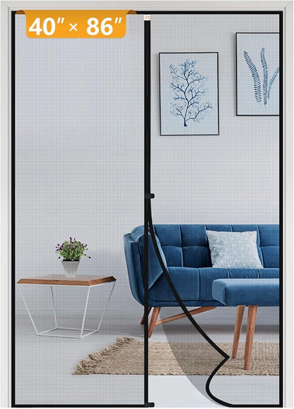 Yotache Magnetic Screen Door Fits Door Size 40 x 86, Screen Size 42" x 87" Door Screen Magnet for Walk Through Sliding Door Black