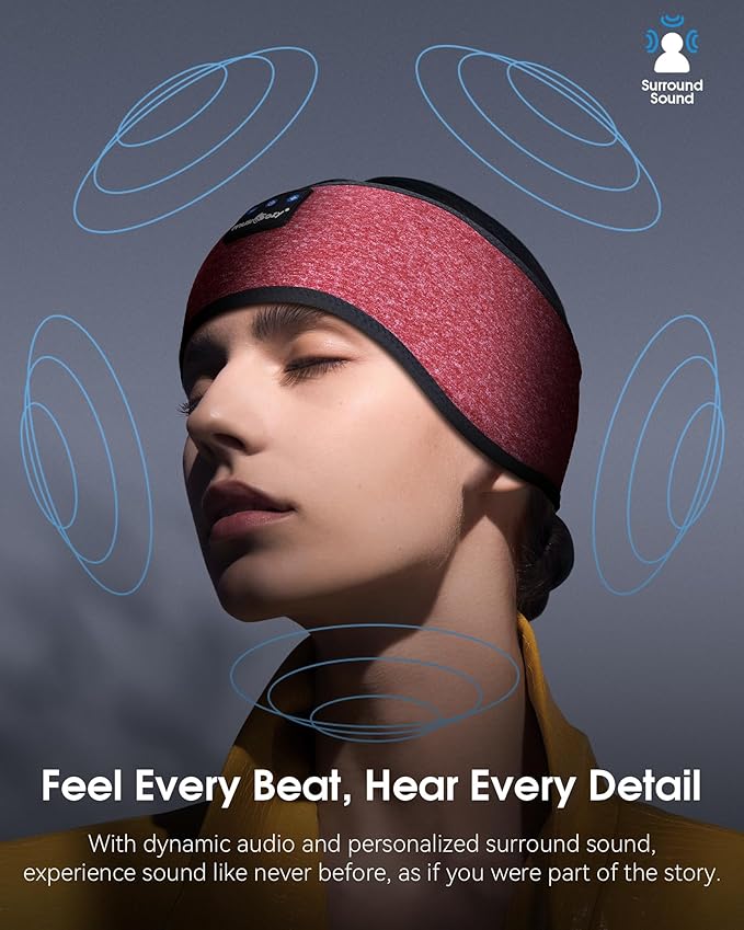 MUSICOZY Sleep Headphones Wireless Bluetooth 5.4 Headband, Music Sports Sleeping Headband Headphones Earbuds Earphones for Women Girls Mom Workout Running Jogging Yoga Cool Gadgets Unique Gifts