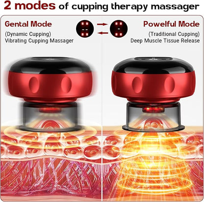 Cakoutanb 2 Pack Smart Cupping Therapy Massager, 7 in 1 Red Light Cupping Therapy Set with 2 Modes for Targeted Pain Relief, Muscle Soreness,Tighter Skin,Cupping Kit with 12 Levels Suction and Heat