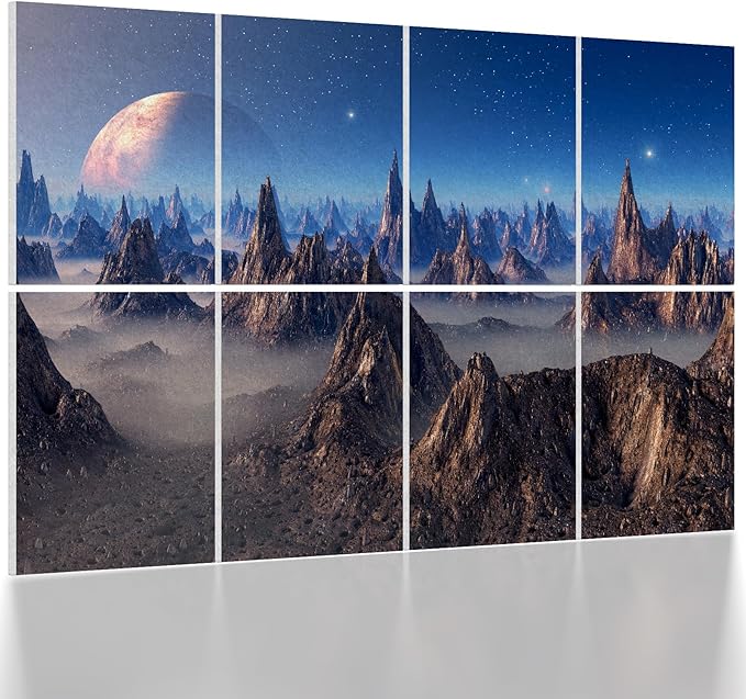 UMIACOUSTICS 8 Pcs 0.7Inch Thick Art Acoustic Panels, Total 47.2” x 31.5” Decorative Acoustical Wall Panels, Sound Absorbing Art Panels for Home, Office, Hotel, Astral Mystery Realm