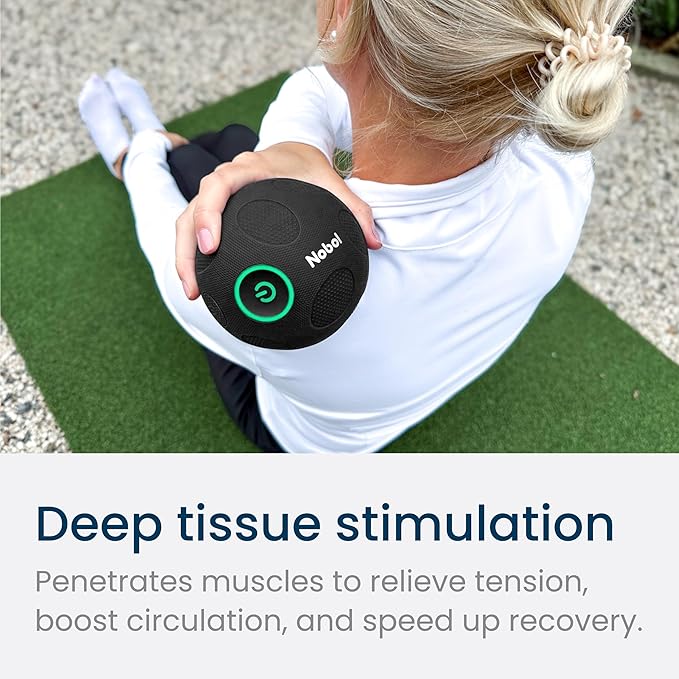 Nobol - MyoSphere Vibration Massage Ball for Deep Tissue Stimulation, Muscle Tension Relief and Stress Reduction | Your Portable Deep Tissue Therapist | Space Black | 1.5lb