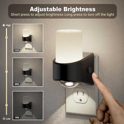 JandCase LED Night Lights Plug into Wall, Decorative Night Light with Dusk to Dawn Sensor, Adjustable Brightness, 5000K Daylight White Nightlight Plug in for Kids, Bathroom, Hallway, Bedroom, Stairway