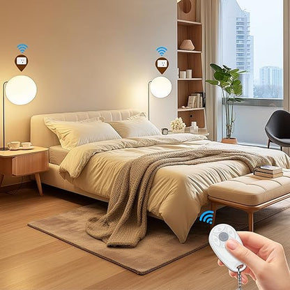 Thinkbee Remote Control Outlet, 15A /1500W 300ft RF Range Wireless Light Switch Kit, Expandable Remote Outlet Electrical Switch for Lamp Fan Household Appliances, 80-275V with Anti-Surge 4000V