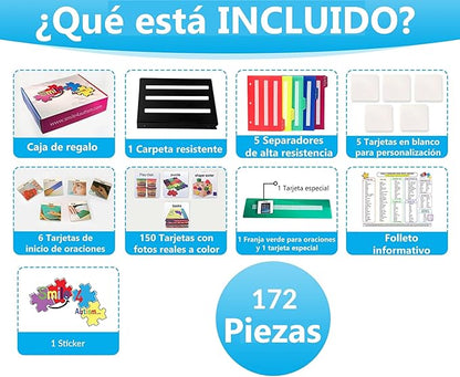 Visual Communication Book,162 ASD Photo Picture Cards: Autism Language Vocabulary, Speech Articulation Therapy, ADHD & Aprexia Learning (Spanish Laminate Real Photo Book, Small)