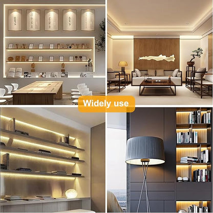 Pandery COB LED Strip Lights Warm White,24V Dimmable led Light Strip KIT with Remote and app Control,3000K 25FT/7.5m 8mm Wide Ra>90 Cuttable Flexible Strip Lights for Bedroom,Wardrobe,Cabinet
