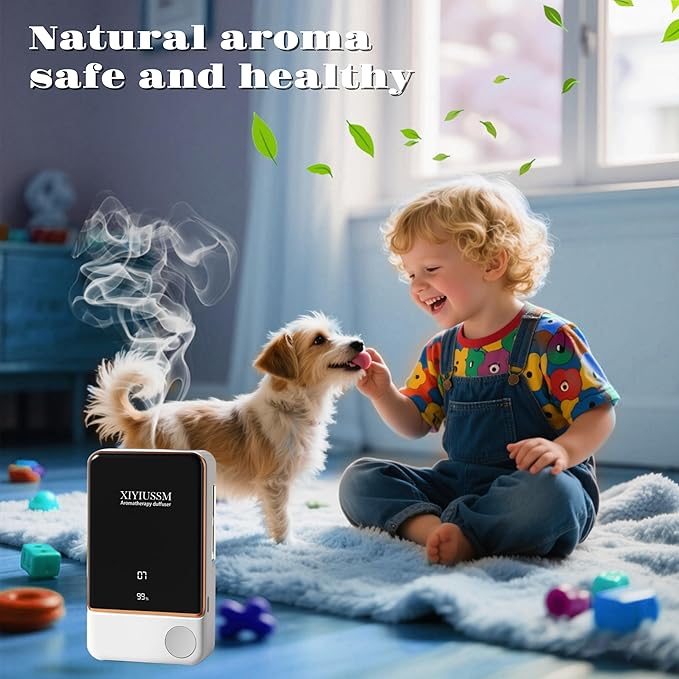 Waterless Essential Oil Diffuser for Home & Office Cordless Battery Operated Aroma Diffuser with 7 Mist Levels, Ultrasonic Air Freshener for Large Rooms Bedroom Bathroom Car Small & Portable