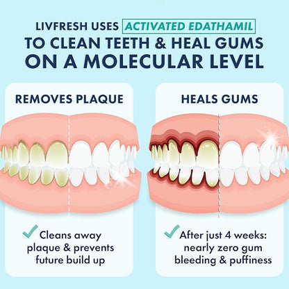 LIVFRESH Toothpaste Gel, Clinically Proven to Remove Plaque 250% Better, Improves Gum Health 190% Better, Reduces Tartar Buildup, Fights Bad Breath, Lasting Cooling Effect, SLS Free, Arctic Peppermint