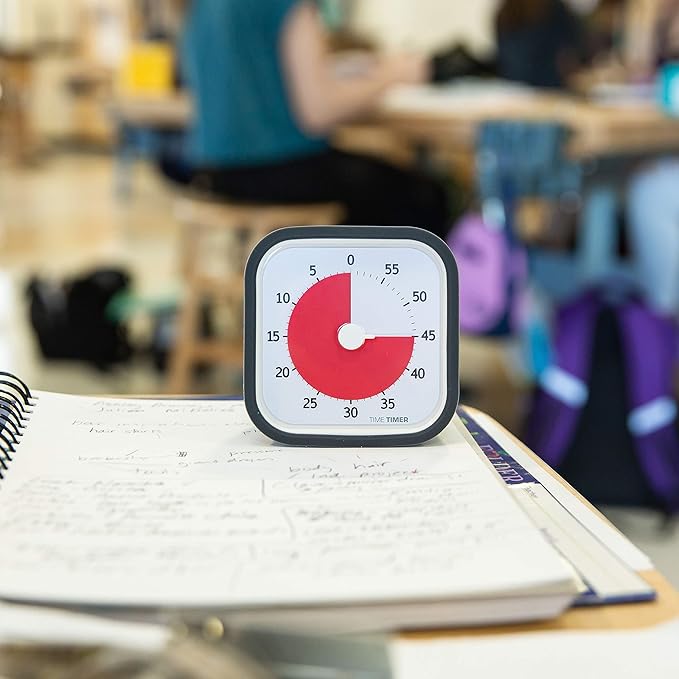 TIME TIMER MOD (Charcoal), A Visual Countdown 60 Minute Timer for Classrooms, Meetings, Kids and Adults Office and Homeschooling Tool with Silent Operation and Interchangeable Silicone Cover
