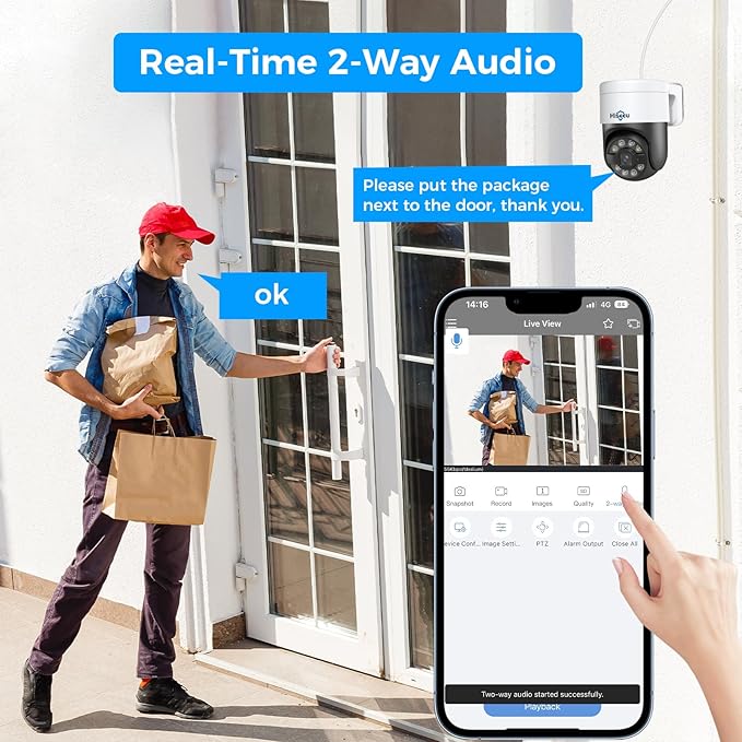 【Human Tracking+330° View】 Hiseeu 4K PoE Security Camera System,All-in-one 12" Monitor,8Pcs 5MP PoE PTZ Security Cameras for Home Security Outdoor,2-Way Audio,Color Night Vision,16CH Expandable