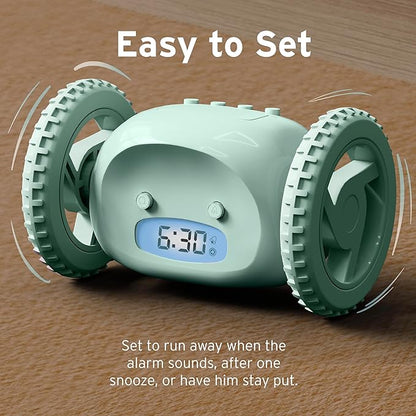 CLOCKY Extra Loud Alarm Clock for Heavy Sleepers on Wheels Rolls Runs Away Vibrating, Easy to Set Super Smart Snooze Digital Bed Shaker Alarm Clock Funny Gift for Adults Kids Teens Bedrooms (Mint)