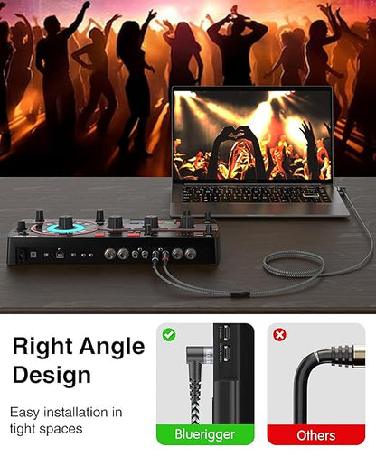 BlueRigger 3.5mm Aux to 2RCA Audio Cable (6FT, 90D Stereo Splitter Y 2RCA Male, Braided, 1/8" RightAngled TRS to RCA, Hi-Fi Sound, Metal Shell) - for Phones, Amplifiers, Tablets, Home Theater, HDTV