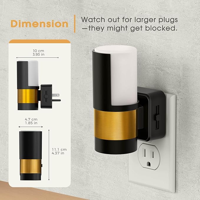 Briignite Night Lights Plug into Wall, 2 Pack Dimmable LED Night Light, Dusk to Dawn Sensor, 360° Rotation, 3000K Soft White 0-100LM Nightlights Plug in for Kids, Bedroom Hallway