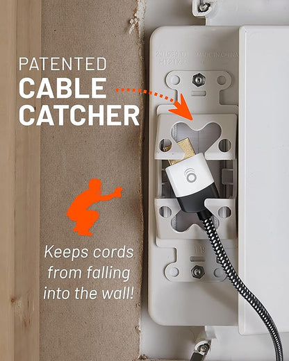 ECHOGEAR TV Cord Hider for Wall Mounted TV with 2X AC Outlets & 2X USB-A Ports - Hide Power Cables & Low Voltage Wires Behind The Wall - Includes Template, Saw, & Low Profile Extension Cord - White