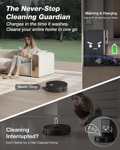 Yeedi S20 Infinity Robot Vacuum&Mop with 19,500Pa Blast Suction, PowerBoost Charging, OZMO Roller 2.0 Self-Washing, Bagless OmniCyclone Station with Hot Mop Washing&Heat Drying, AIVI 3D Navigation