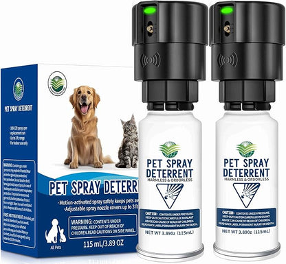 Cat Spray Deterrent System [2 Pack] Automatic Cat Deterrent Spray, Motion Activated System for Cats & Dogs Odorless Pet Deterrent, Senses Pets Up to 3 Feet Away, Friendly & Safe Pet Deterrent Spray