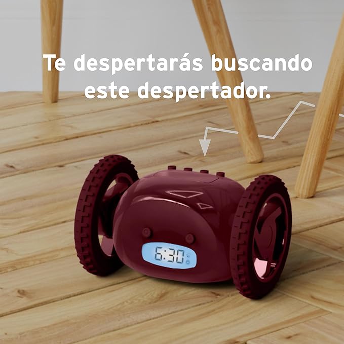 CLOCKY Extra Loud Alarm Clock for Heavy Sleepers on Wheels Rolls Runs Away Vibrating, Easy to Set Super Smart Snooze Digital Bed Shaker Alarm Clock Funny Gift for Adults Kids Teens Bedrooms (Wine)