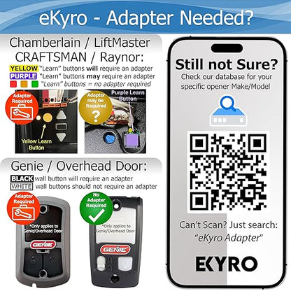 eKyro Smart Garage Door Opener - Universal WiFi Remote Controller Compatible with Alexa, Google Home, iPhone, Siri, Android, Door Left Open Alert, Door Security Systems, Updated Model