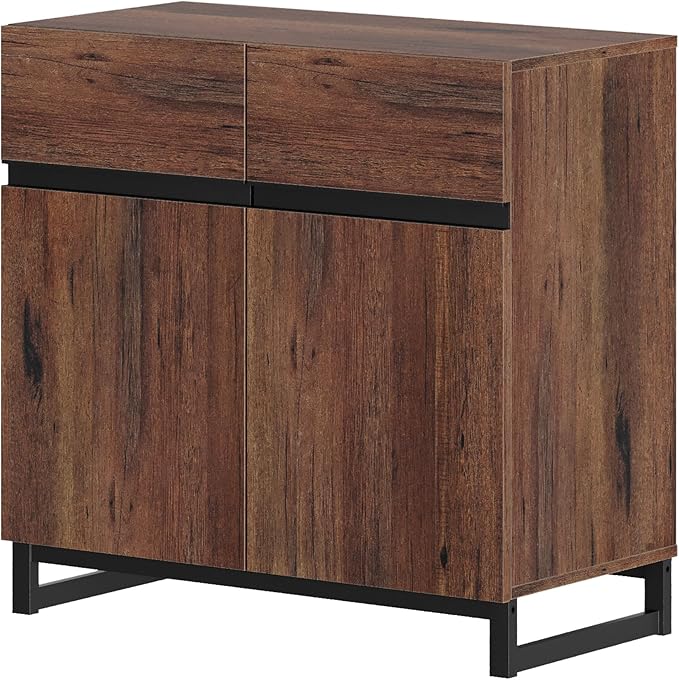Wampat Modern TV Stand for 40 inch TVs, Entertainment Center Console with Adjustable Shelves and Metal Base for Living Room, Bedroom, Brown