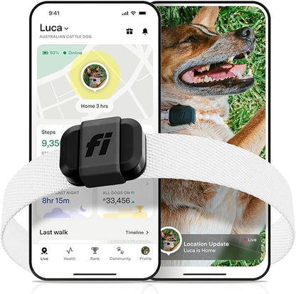 Fi Mini GPS Tracker for Dogs — 12-Month Membership Included — Smart Pet Tracking Collar Attachment — Lightweight, Virtual Fences, Escape Alerts, Step & Health, Waterproof