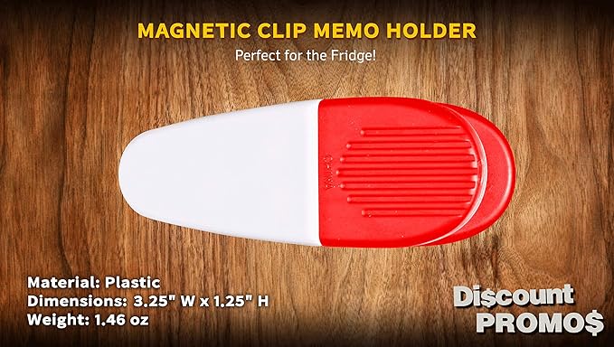 10 Magnetic Memo Holders Set - Large Clip, Plastic - White Red