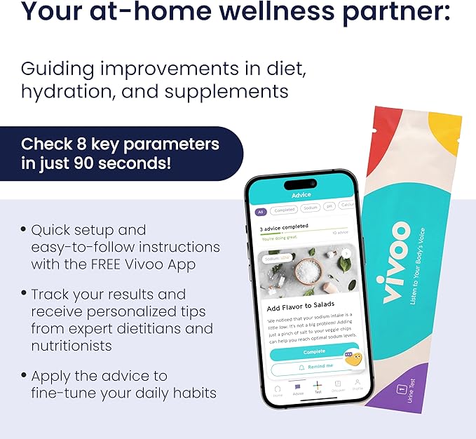 Vivoo | The #1 Urine Test Strips & Keto Strips with App | Advanced Home Tracking for Nutrition, Ketones, Hydration, pH, and More | 12 Months / 48 Tests